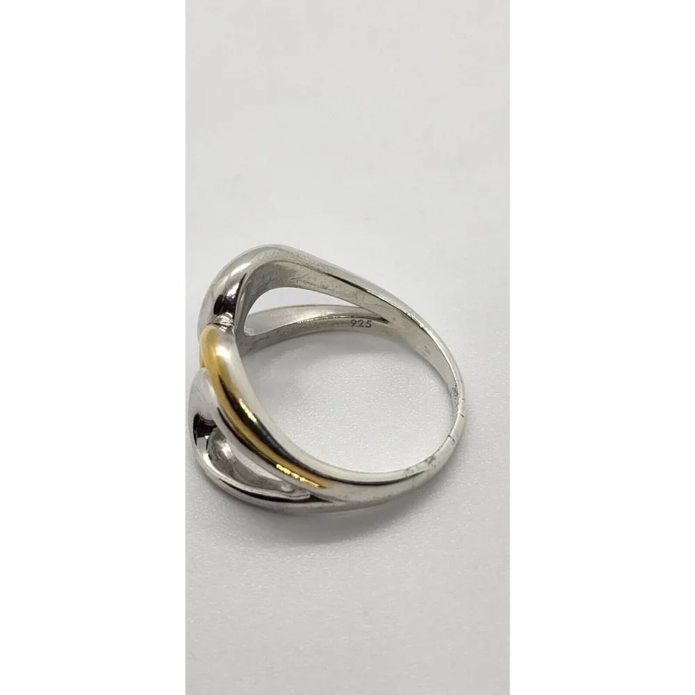 Silver ring 925 Vintage ELLE Accent Red Ruby inside the band size 9